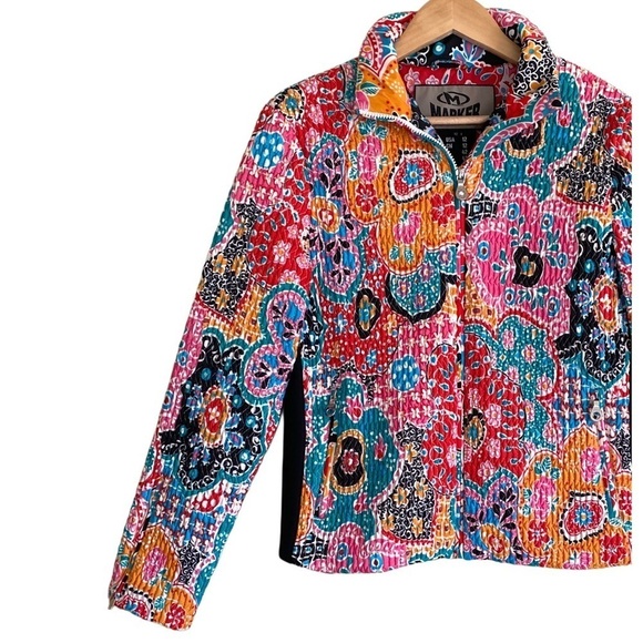 MARKER Colorful Floral Stretchy Full Zip Outdoor Winter Ski Snow Jacket Size 12 - Picture 3 of 14